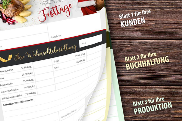 Bestellzettel fr Vorbestellungen in der Metzgerei: DIN A4 Durchschreibesatz 2-fach
